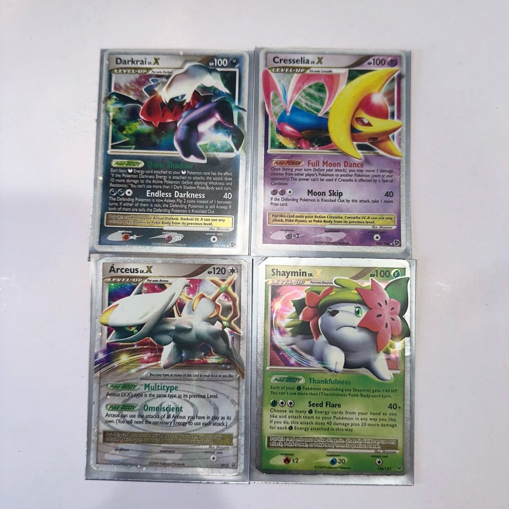 Four lv.X Pokemon cards